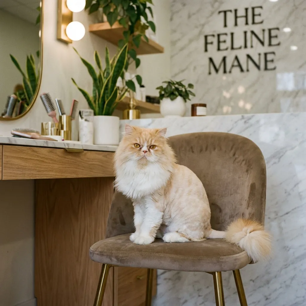 Persian cat with lion cut